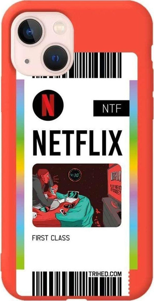 İphone 13 Mini Turuncu Renkli Silikon Telefon Kılıfı - Netflix Bileti
