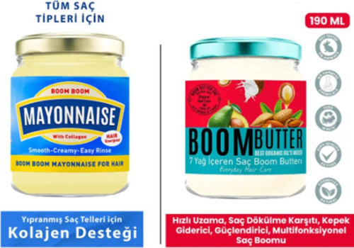 Boom Butter Nemlendirici Saç Bakım Yağı + Mayonnaise Besleyici Saç Maskesi-Mfreyon00908