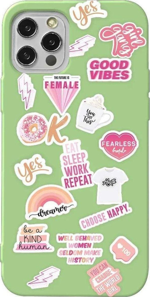 iPhone 13 Pro Açık Yeşil Renkli Silikon Telefon Kılıfı - Female Sticker