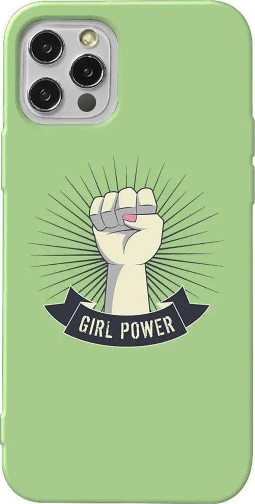 iPhone 13 Pro Açık Yeşil Renkli Silikon Telefon Kılıfı - Girl Punch