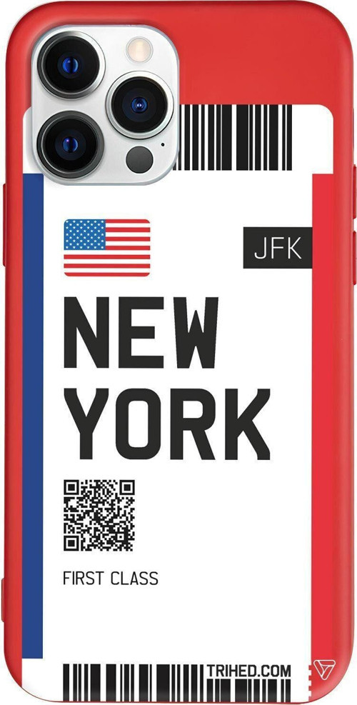 iPhone 13 Pro Kirmizi Renkli Silikon Telefon Kılıfı - New York Bileti