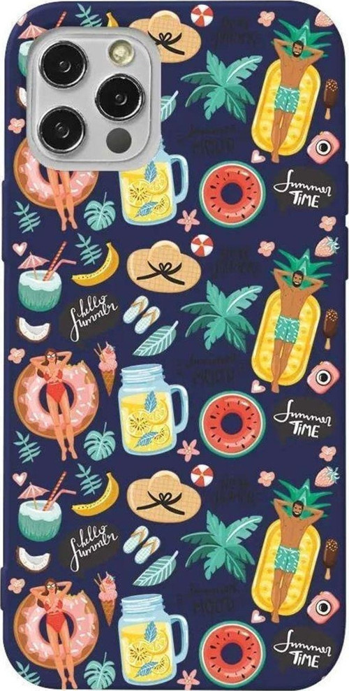 iPhone 13 Pro Lacivert Renkli Silikon Telefon Kılıfı - Summer Mood