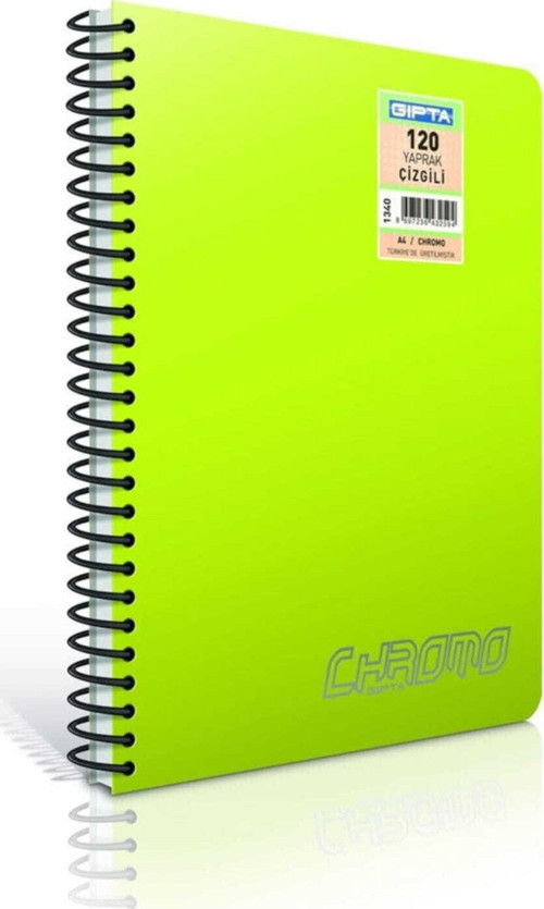 80 Yaprak A6 Chromo Spiralli Plastik Kapak Çizgili Defter 1351