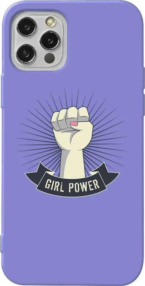 iPhone 13 Pro Lila Renkli Silikon Telefon Kılıfı - Girl Punch