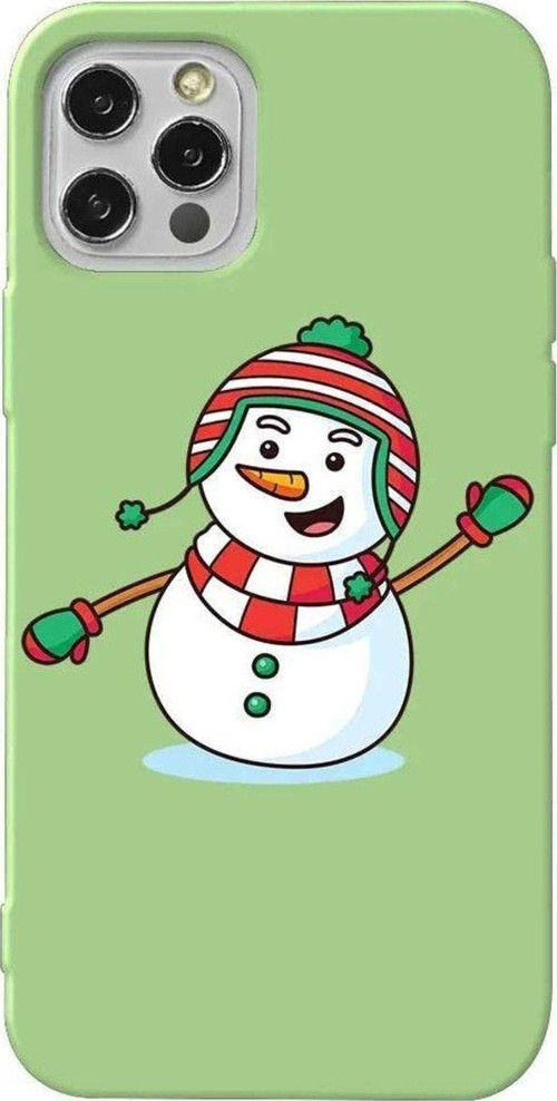 İphone 13 Pro Max Uyumlu Açık Yeşil Renkli Silikon Telefon Kılıfı - Snowman 2