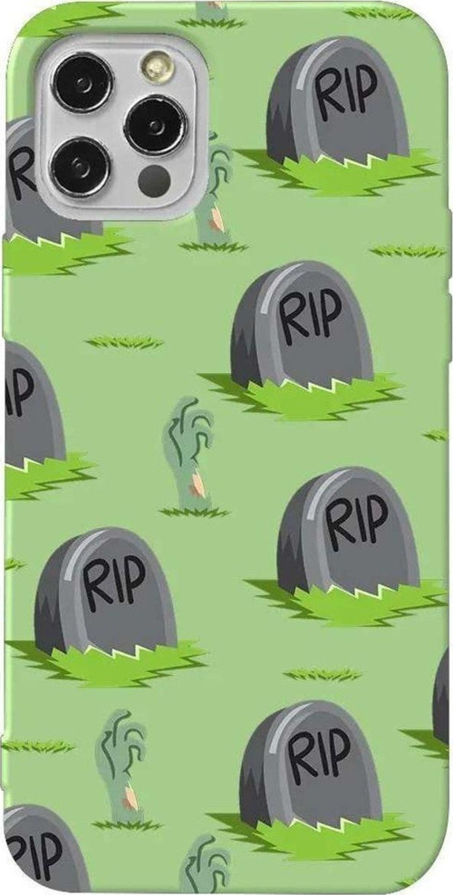 İphone 13 Pro Max Açik Yesil Renkli Silikon Telefon Kılıfı - Hallowen Rip
