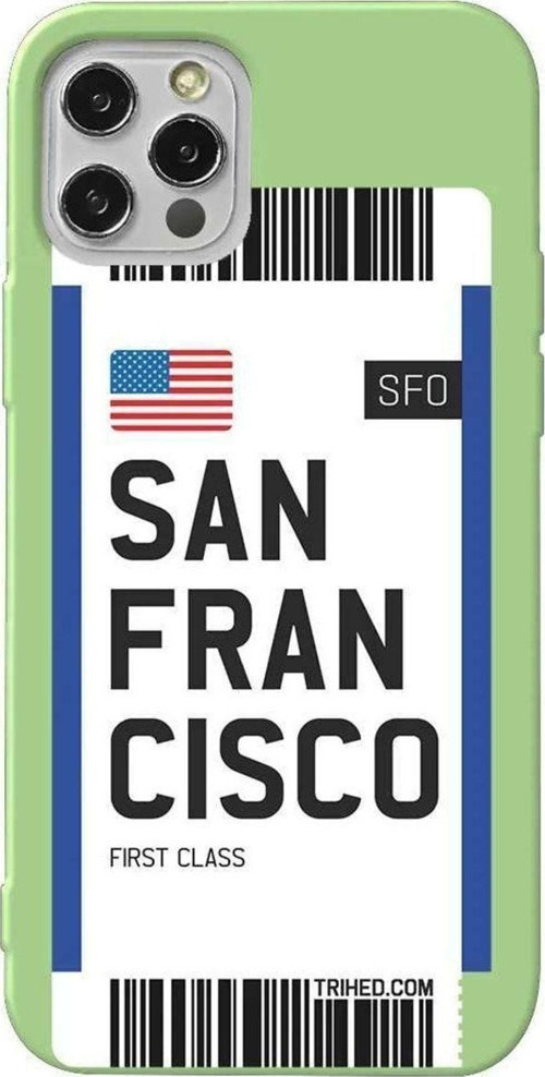 İphone 13 Pro Max Açik Yesil Renkli Silikon Telefon Kılıfı - San Francisco Bileti