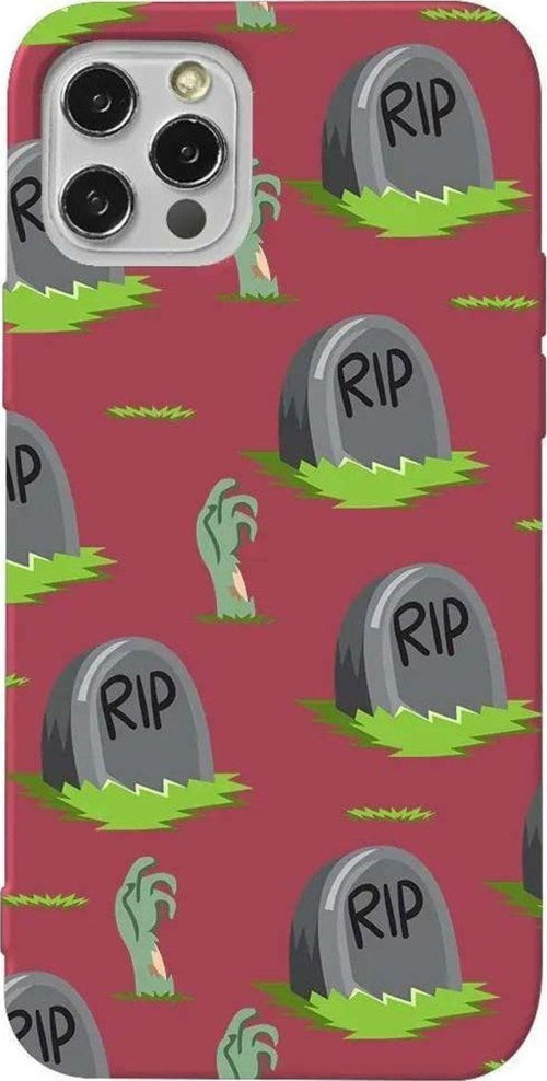 İphone 13 Pro Max Bordo Renkli Silikon Telefon Kılıfı - Hallowen Rip