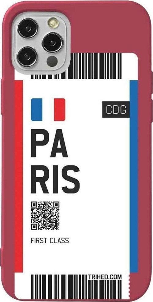 İphone 13 Pro Max Bordo Renkli Silikon Telefon Kılıfı - Paris Bileti