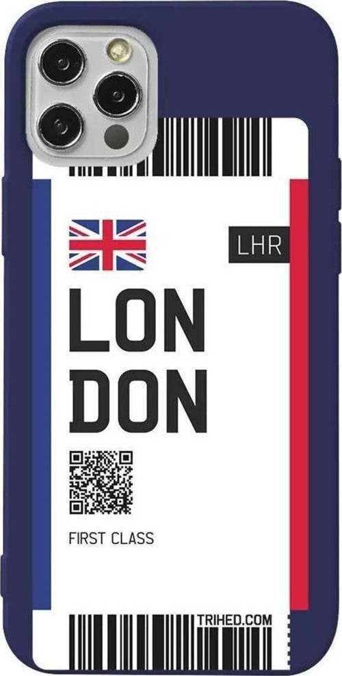 İphone 13 Pro Max Lacivert Renkli Silikon Telefon Kılıfı - London Bileti