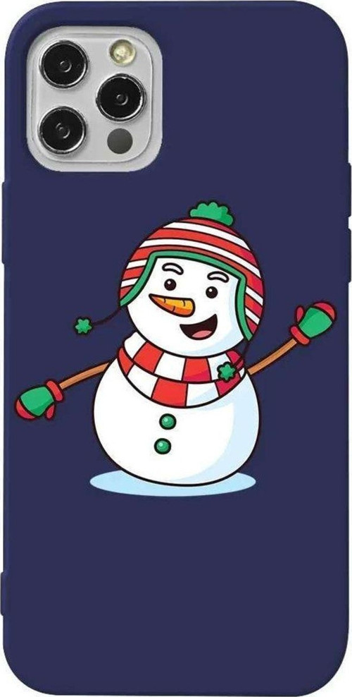 İphone 13 Pro Max Lacivert Renkli Silikon Telefon Kılıfı Uyumlu Snowman 2