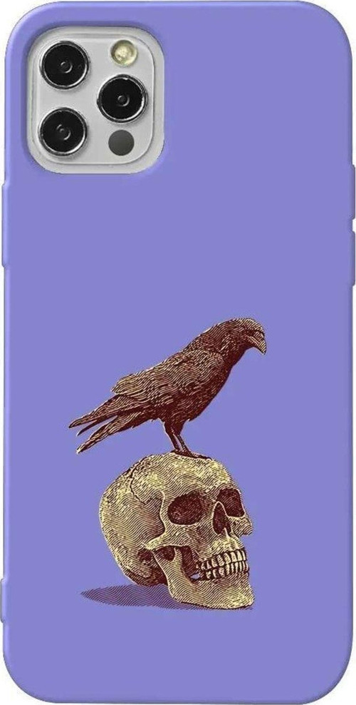 İphone 13 Pro Max Lila Renkli Silikon Telefon Kılıfı - Kuzgun Ve Kuru Kafa