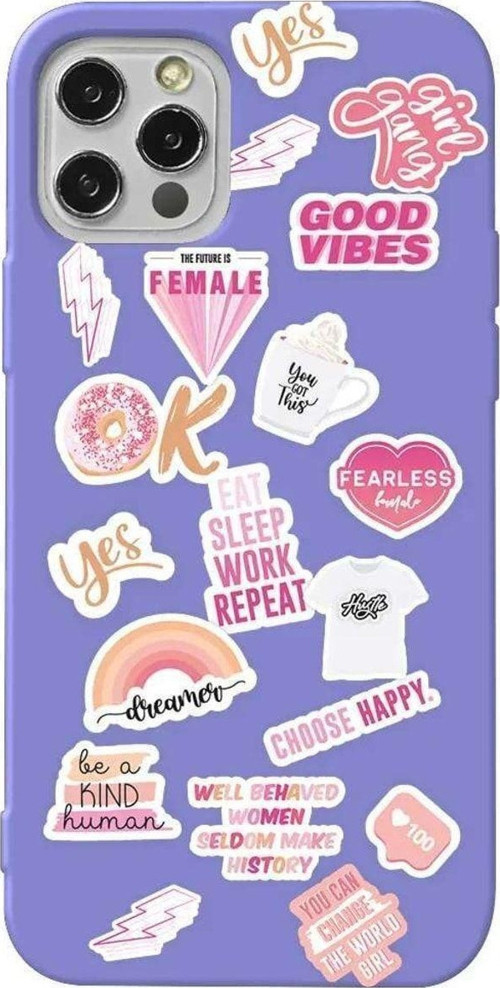 İphone 13 Pro Max Lila Renkli Silikon Telefon Kılıfı - Female Sticker
