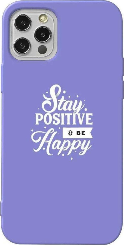İphone 13 Pro Max Lila Renkli Silikon Telefon Kılıfı - Stay Positive