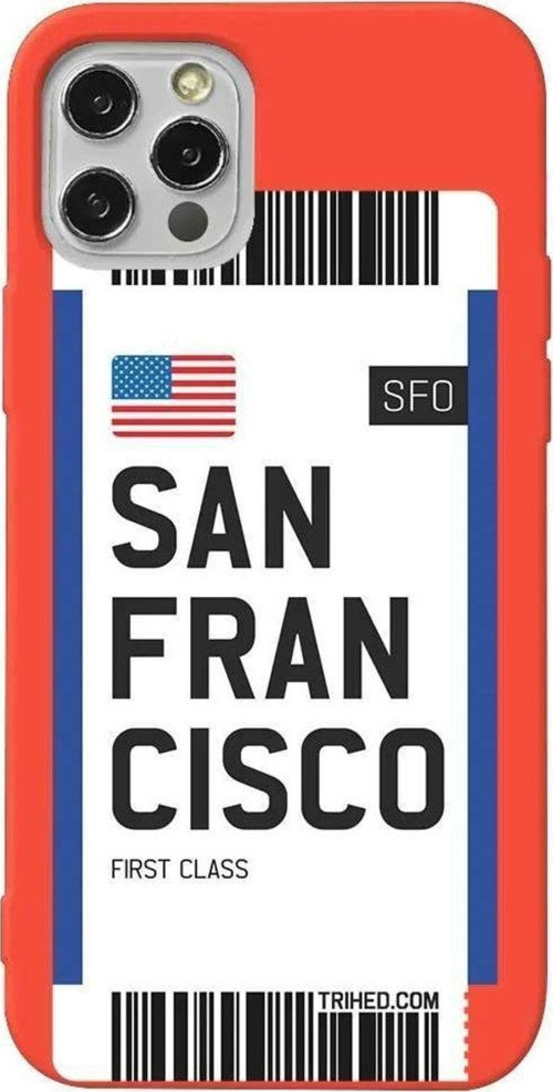İphone 13 Pro Max Turuncu Renkli Silikon Telefon Kılıfı - San Francisco Bileti