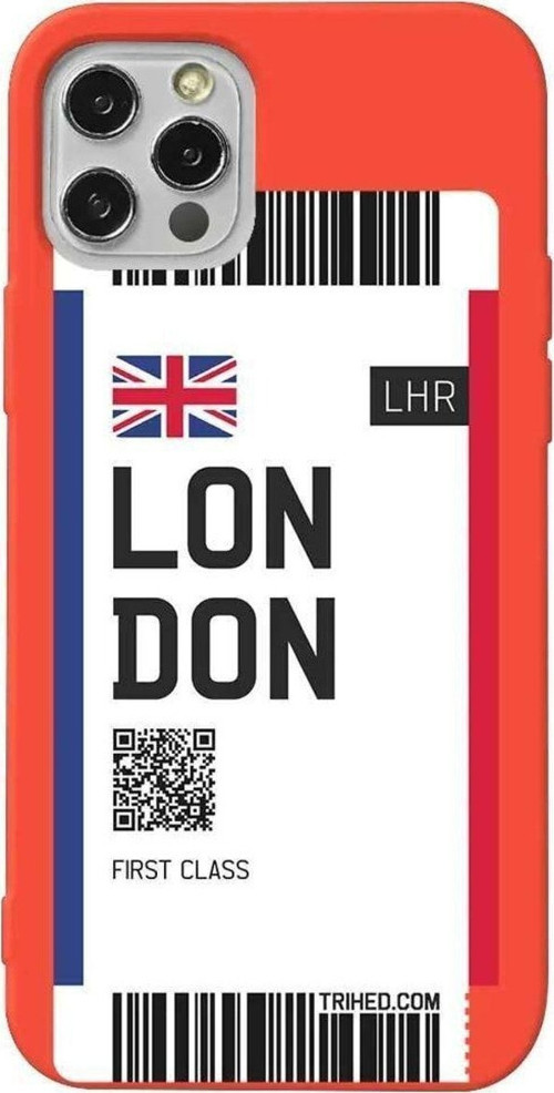 İphone 13 Pro Max Turuncu Renkli Silikon Telefon Kılıfı - London Bileti