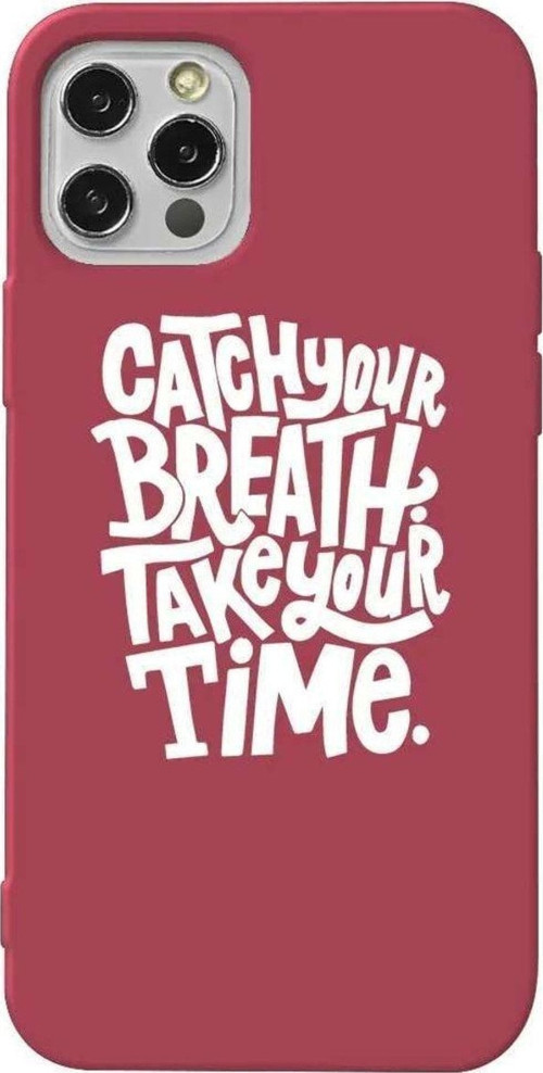 İphone 13 Pro Max Uyumlu Bordo Renkli Silikon Telefon Kılıfı - Catch Your Breath