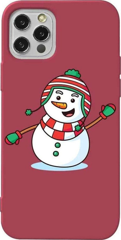İphone 13 Pro Max Uyumlu Bordo Renkli Silikon Telefon Kılıfı - Snowman 2