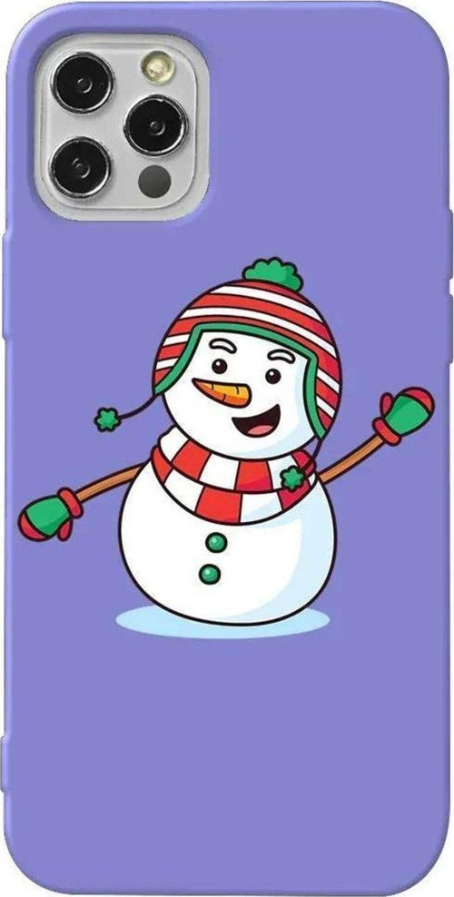İphone 13 Pro Max Uyumlu Lila Renkli Silikon Telefon Kılıfı - Snowman 2