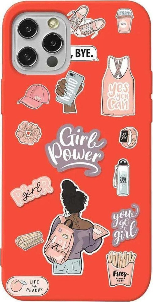iPhone 13 Pro Turuncu Renkli Silikon Telefon Kılıfı - Girl Power