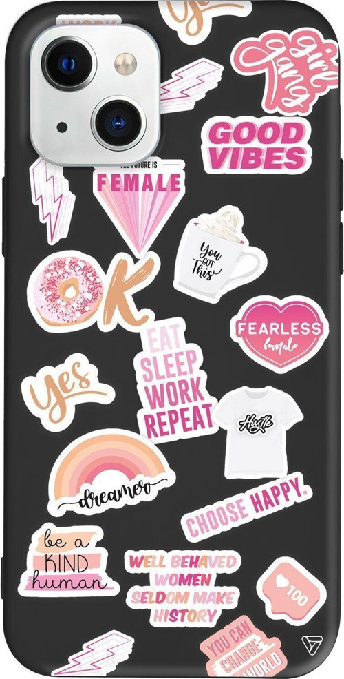 iPhone 13 Siyah Renkli Silikon Telefon Kılıfı - Female Sticker