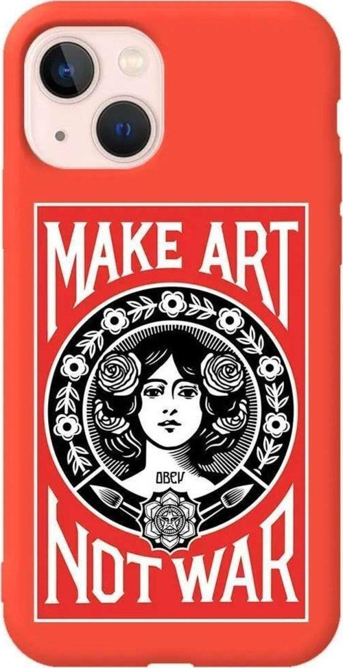 iPhone 13 Turuncu Renkli Silikon Telefon Kılıfı - Obey Make Love
