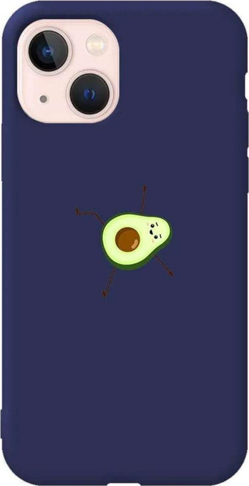 İphone 14 Lacivert Renkli Silikon Telefon Kılıfı - Lazy Avokado