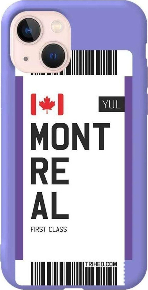 İphone 14 Lila Renkli Silikon Telefon Kılıfı - Montreal Bileti