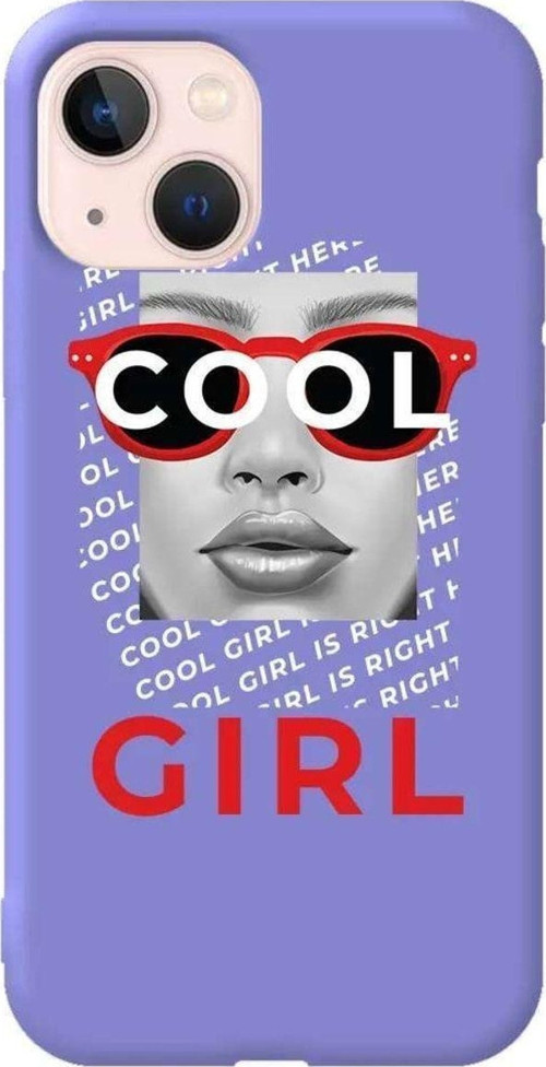 İphone 14 Lila Renkli Silikon Telefon Kılıfı - Cool Girl