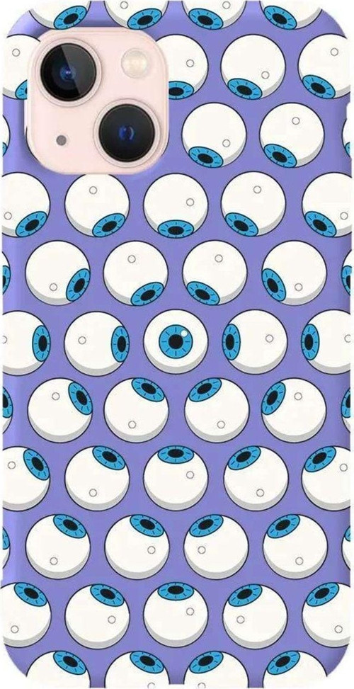 İphone 14 Lila Renkli Silikon Telefon Kılıfı - Eyes On You 2
