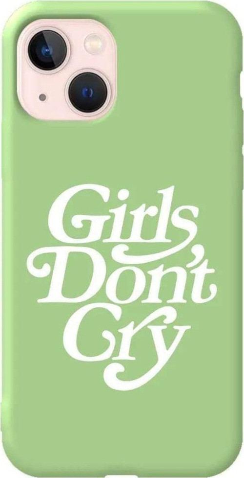 İphone 14 Plus Açik Yesil Renkli Silikon Telefon Kılıfı - Girls Don't Cry
