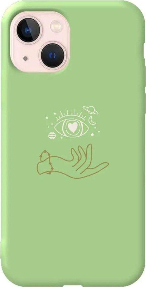 İphone 14 Plus Açik Yesil Renkli Silikon Telefon Kılıfı - Hand Soul