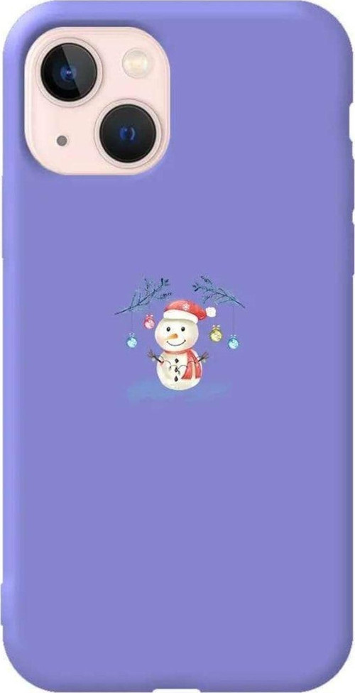 İphone 14 Plus Uyumlu Lila Renkli Silikon Telefon Kılıfı - Sugar Snowman