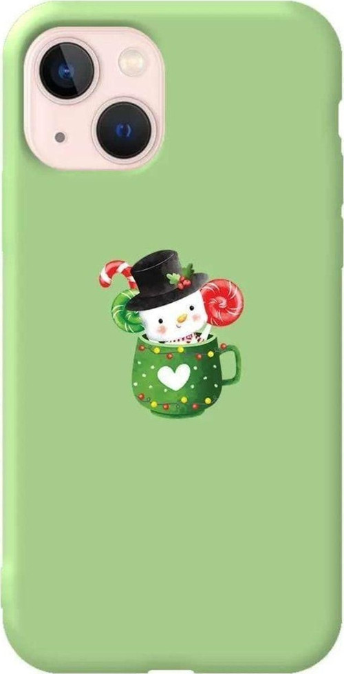 İphone 14 Plus Açik Yesil Renkli Silikon Telefon Kılıfı - A Cup Of Xmas