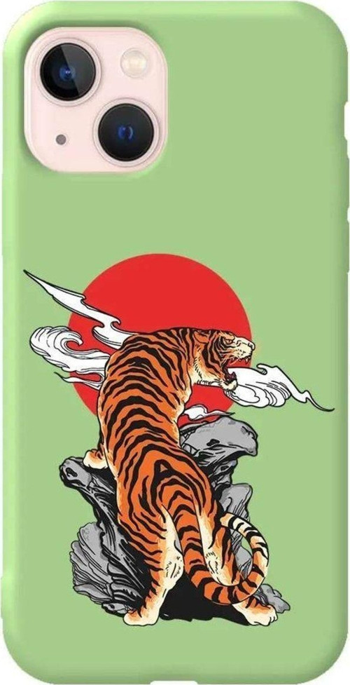 İphone 14 Plus Açik Yesil Renkli Silikon Telefon Kılıfı - Kukreyen Leopar