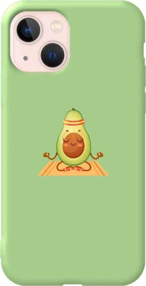 İphone 14 Plus Açik Yesil Renkli Silikon Telefon Kılıfı - Yogacado Avokado