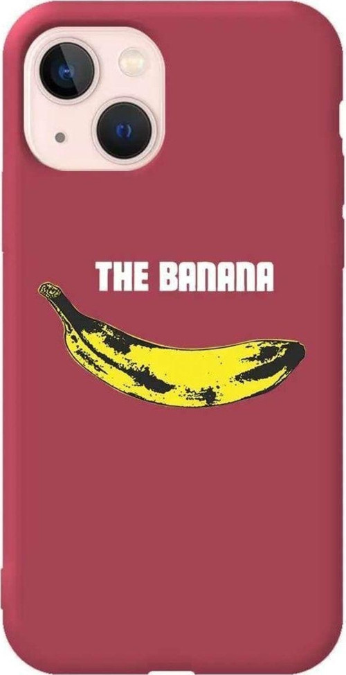 İphone 14 Plus Bordo Renkli Silikon Telefon Kılıfı - Andy Warhol Banana
