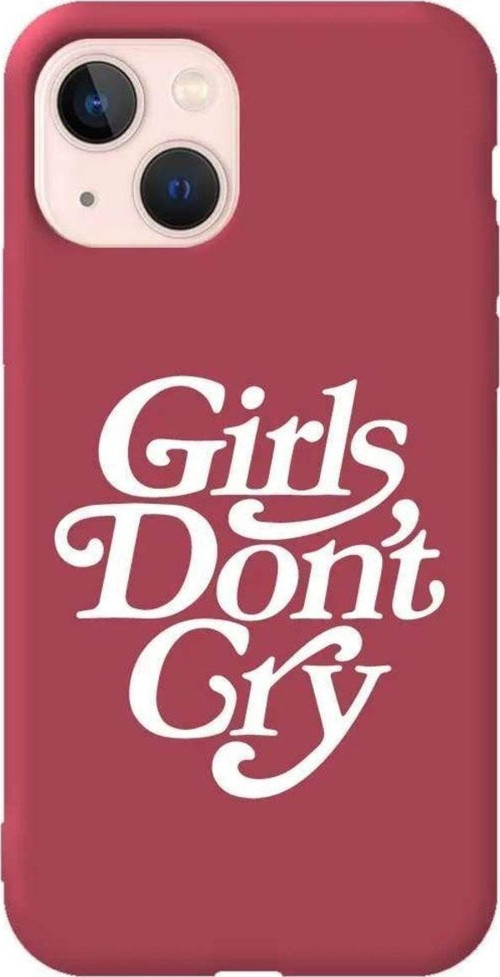 İphone 14 Plus Bordo Renkli Silikon Telefon Kılıfı - Girls Don't Cry