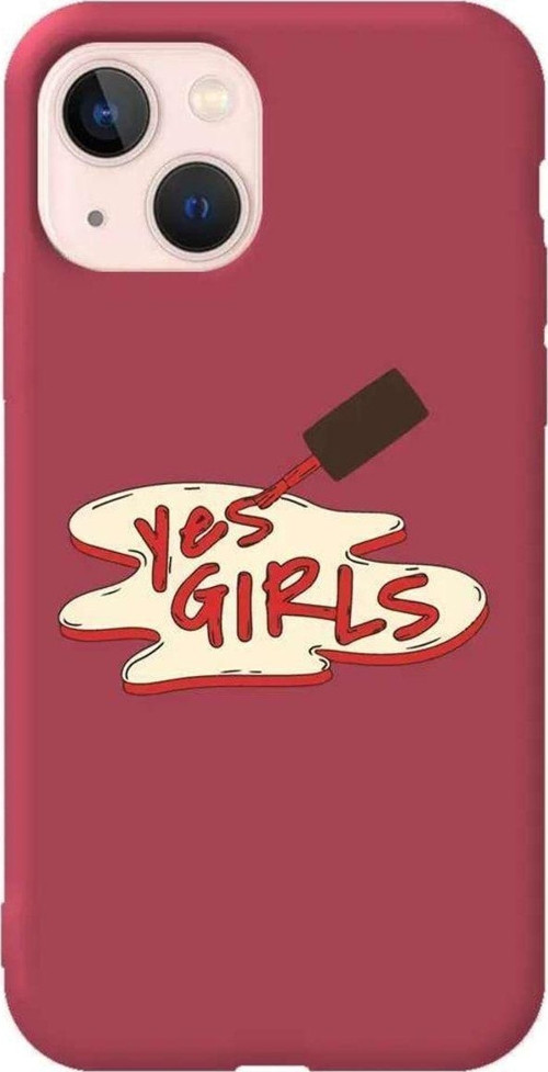 İphone 14 Plus Bordo Renkli Silikon Telefon Kılıfı - Yes Girls
