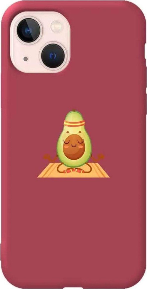 İphone 14 Plus Bordo Renkli Silikon Telefon Kılıfı - Yogacado Avokado