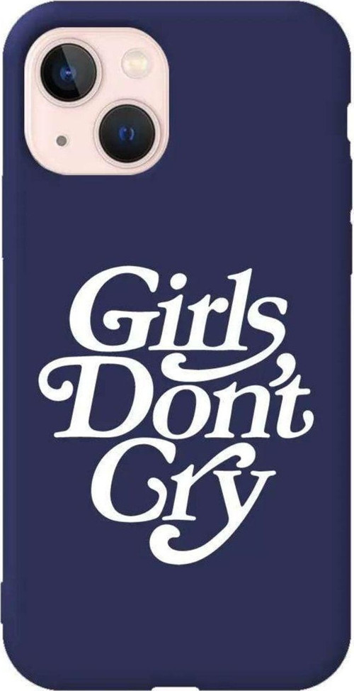 İphone 14 Plus Lacivert Renkli Silikon Telefon Kılıfı - Girls Don't Cry