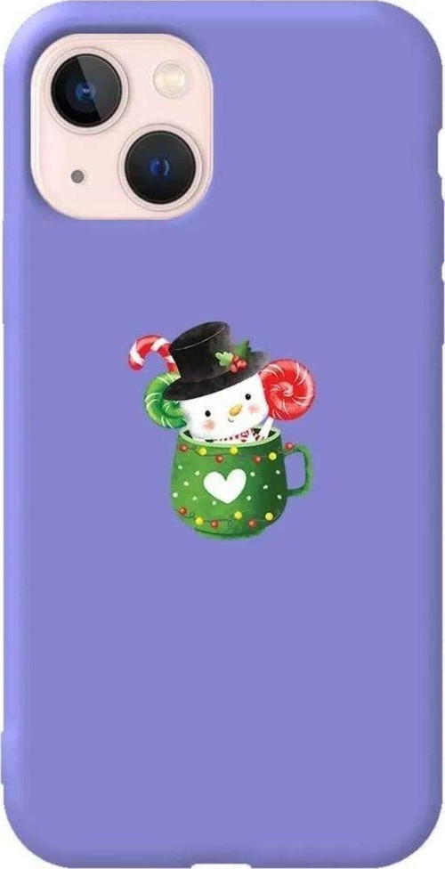İphone 14 Plus Lila Renkli Silikon Telefon Kılıfı - A Cup Of Xmas