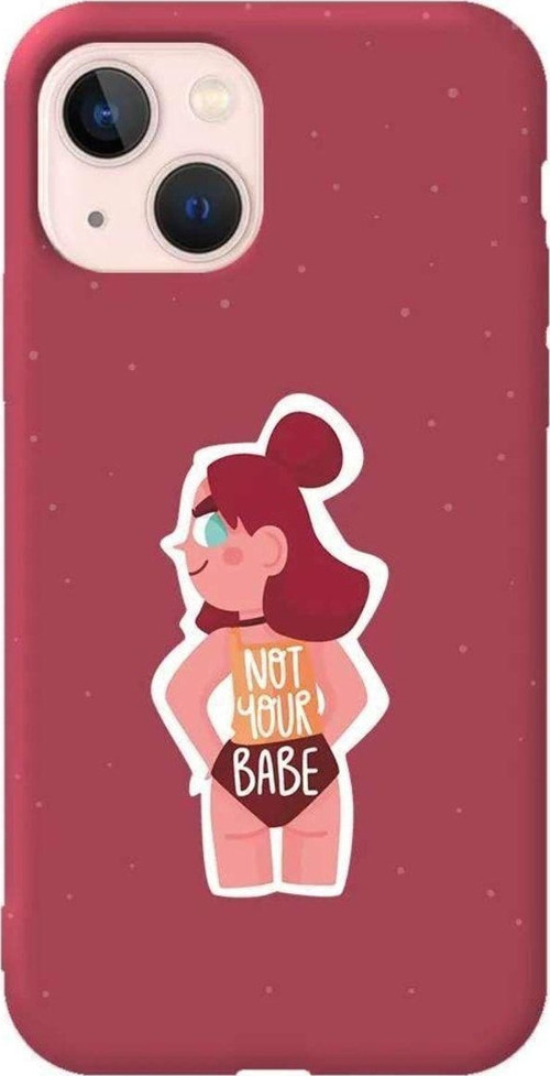 iPhone 13 Uyumlu Bordo Renkli Silikon Telefon Kılıfı - Not Your Babe