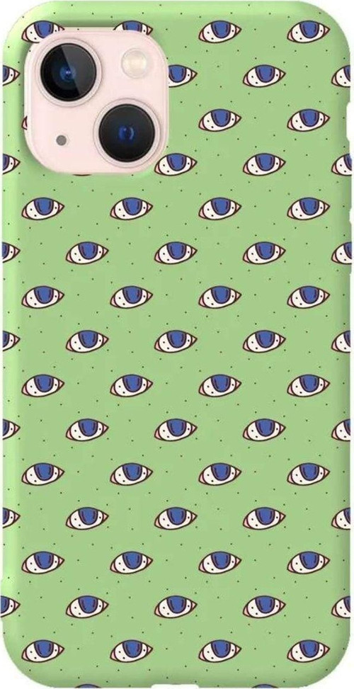 İphone 14 Açik Yesil Renkli Silikon Telefon Kılıfı - Eyes On You