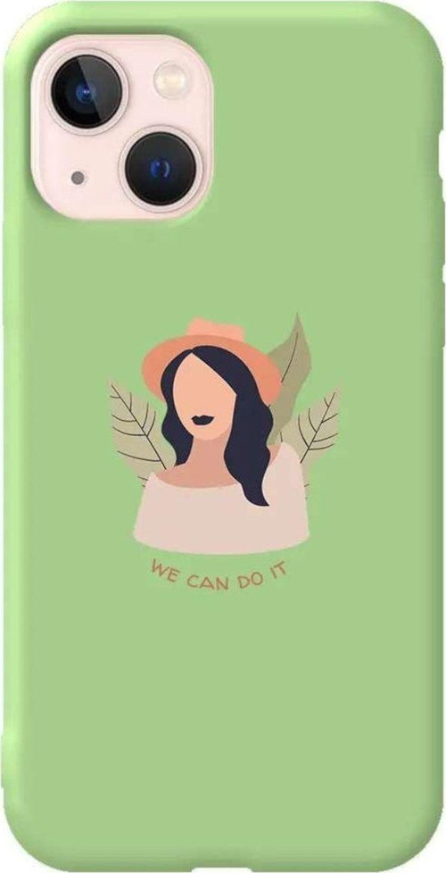 İphone 14 Açik Yesil Renkli Silikon Telefon Kılıfı - Girl Can