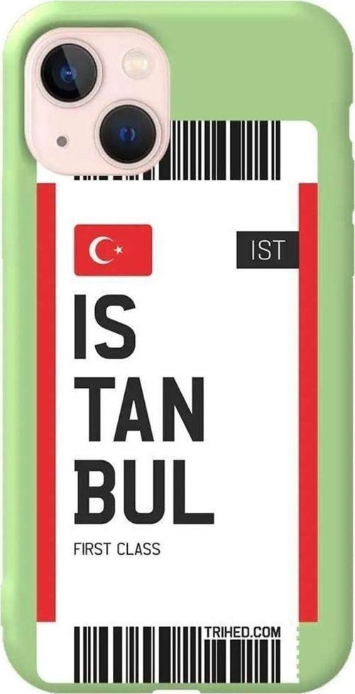 İphone 14 Açik Yesil Renkli Silikon Telefon Kılıfı - Istanbul Bileti