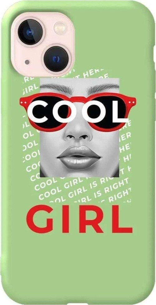 İphone 14 Açik Yesil Renkli Silikon Telefon Kılıfı - Cool Girl
