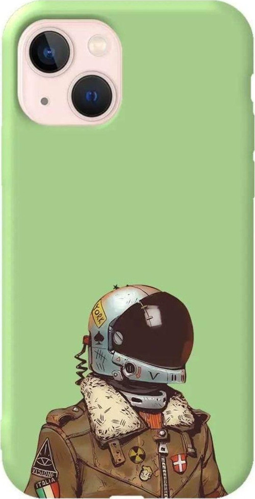 İphone 14 Açik Yesil Renkli Silikon Telefon Kılıfı - Motorcycle Man