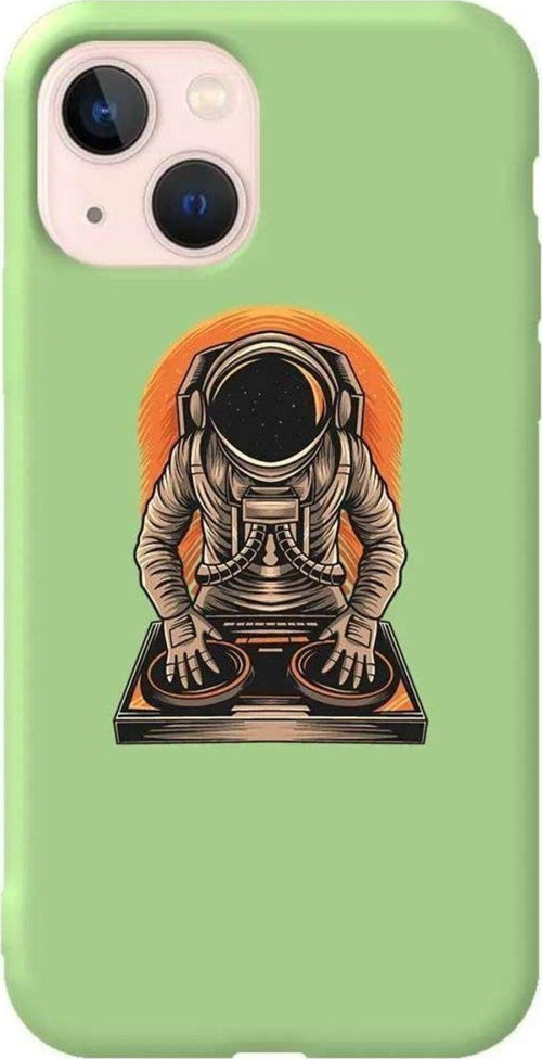 İphone 14 Açik Yesil Renkli Silikon Telefon Kılıfı - Dj Astronot