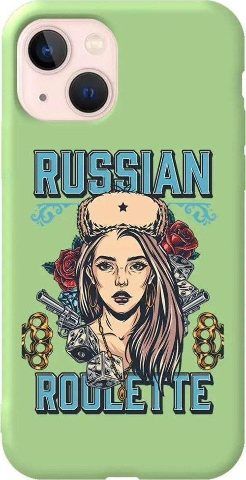 İphone 14 Açik Yesil Renkli Silikon Telefon Kılıfı - Russian Girl